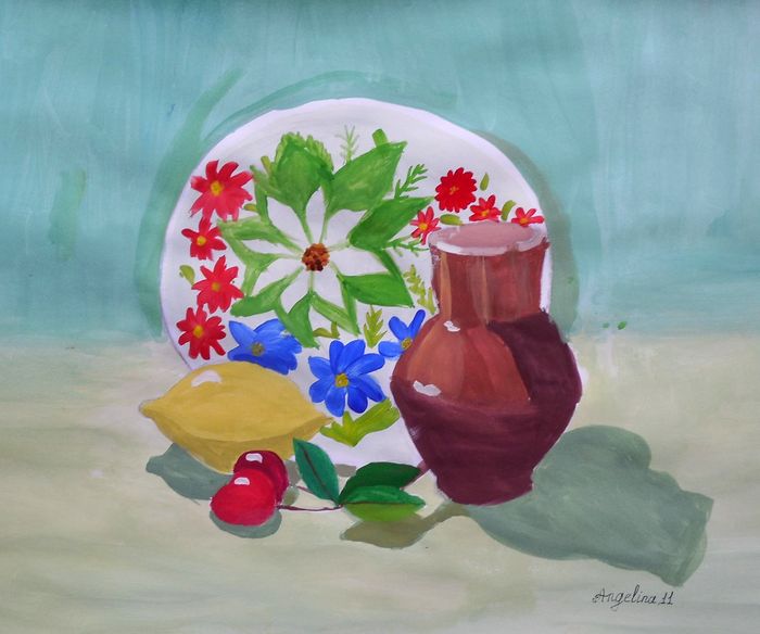 Art Studio PALETTE. Angelina Rudakova Picture.  Tempera Still Life Still Life 